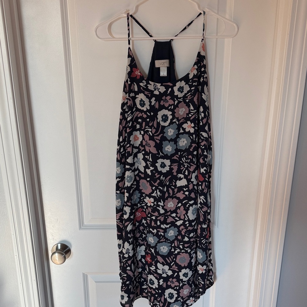 LOFT Black and Pink Floral Dress